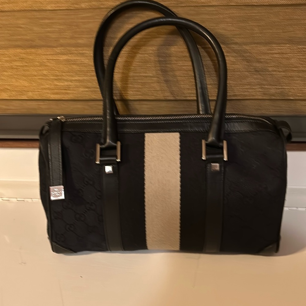 Gucci GG Canvas Sherry Line Handbag Black